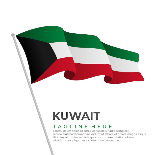 Plantilla vector kuwait bandera diseño moderno