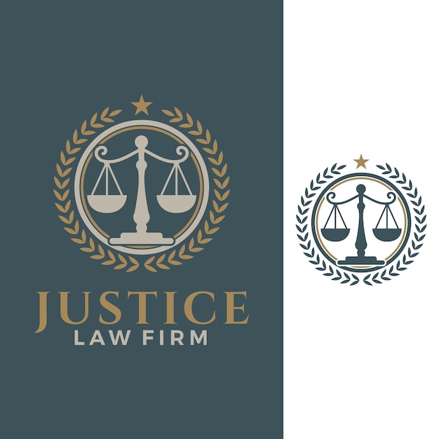 plantilla de vector legal de bufete de abogados. ilustración gráfica de justicia en estilo de lujo.