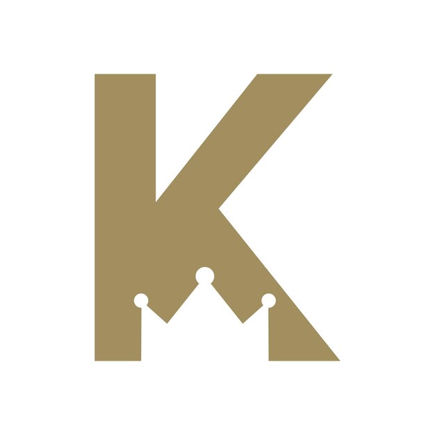 Plantilla de vector de letra K corona logo icono