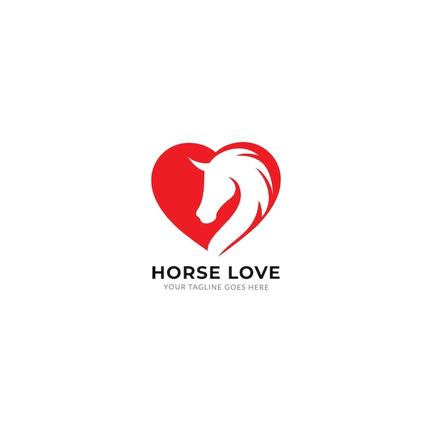 plantilla de vector de logotipo de amor de caballo.