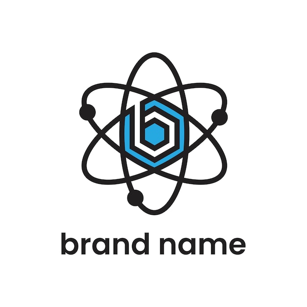 Plantilla de vector de logotipo de átomo de letra b