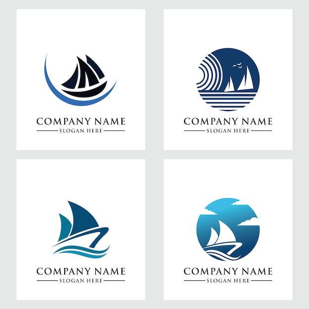 Plantilla de vector de logotipo de barco de pesca