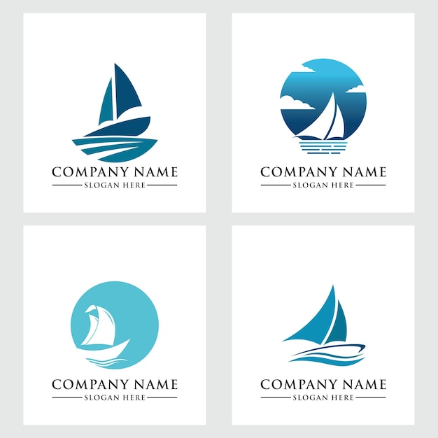 Plantilla de vector de logotipo de barco de pesca