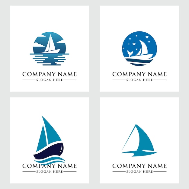Plantilla de vector de logotipo de barco de pesca