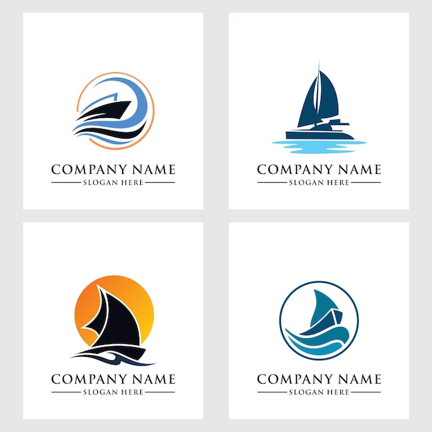 Plantilla de vector de logotipo de barco de pesca