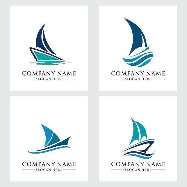 Plantilla de vector de logotipo de barco de pesca