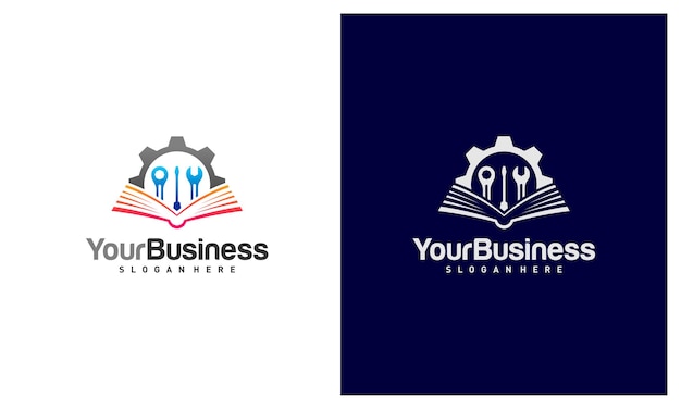 Plantilla de vector de logotipo de Book Mechanic Conceptos de diseño de logotipo de Creative Mechanic