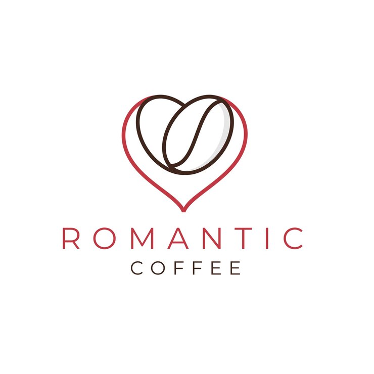 Plantilla de vector de logotipo de café romántico