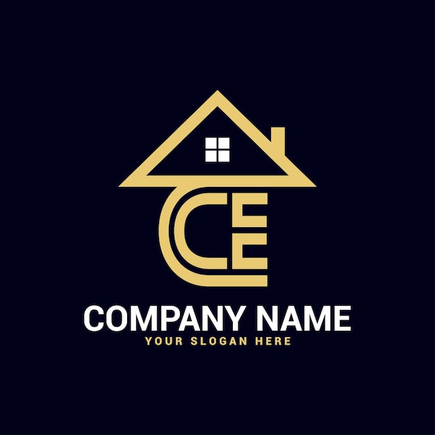 Plantilla de vector de logotipo de carta inmobiliaria Ce ec