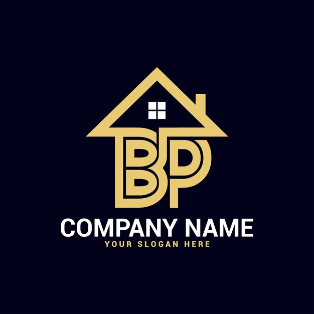 Plantilla de vector de logotipo de carta inmobiliaria pb pb