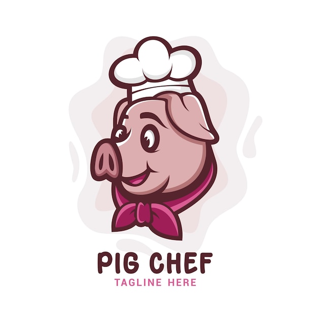 Plantilla de vector de logotipo de chef de cerdo