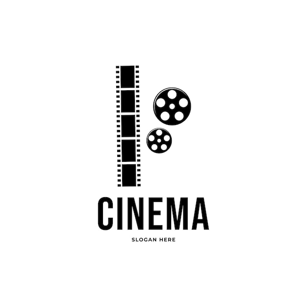 Plantilla de vector de logotipo de cine abstracto aislado sobre fondo blanco