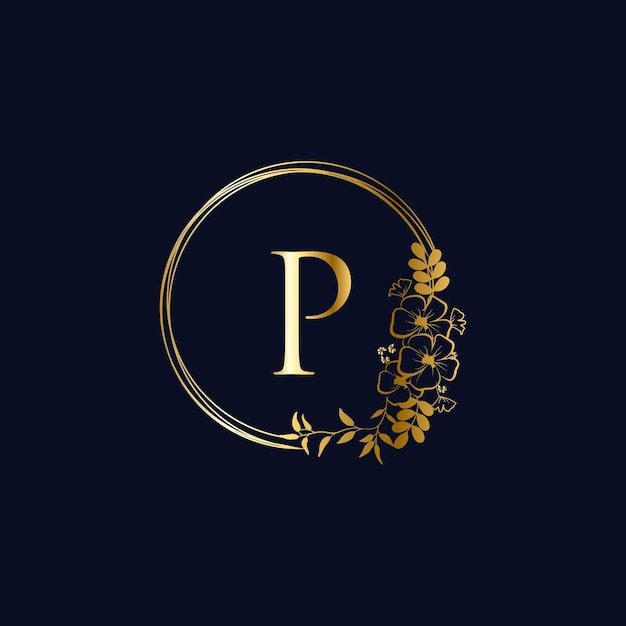 Plantilla de vector de logotipo de círculo de boda de logotipo inicial P