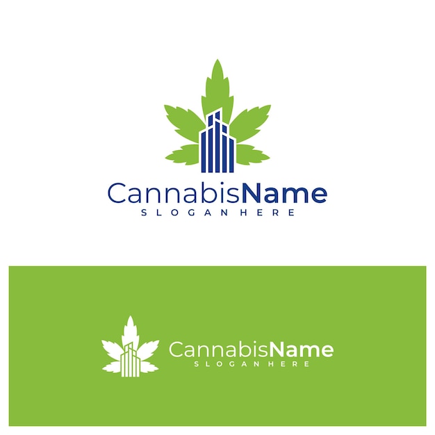 Plantilla de vector de logotipo de City Cannabis Conceptos creativos de diseño de logotipo de Cannabis