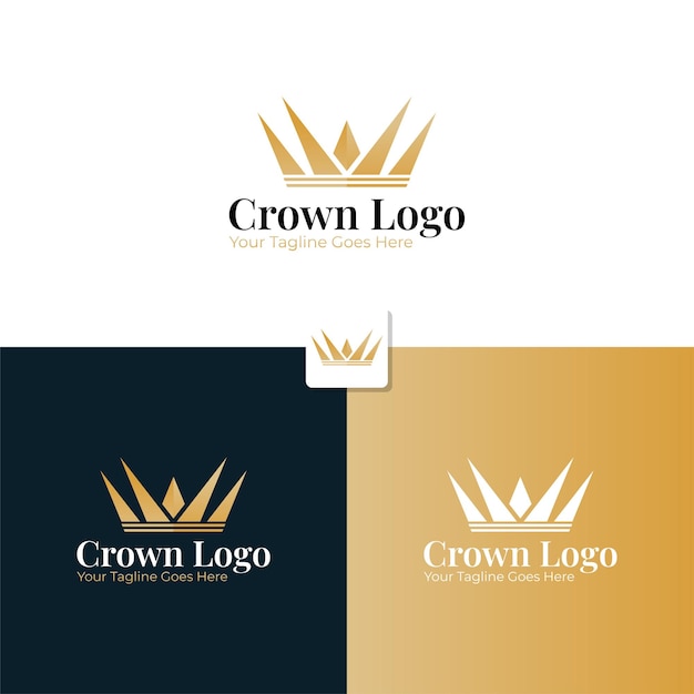 Plantilla de vector de logotipo de corona con estilo lujoso y elegante