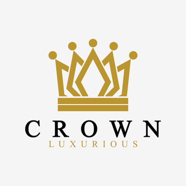 Plantilla de vector de logotipo de coronaiconos de corona lineales Símbolo de lujo real Rey reina logotipo geométrico abstracto