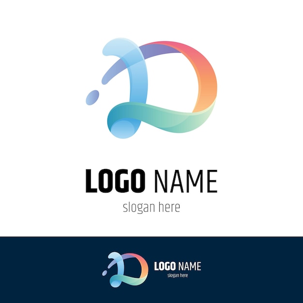 Plantilla de vector de logotipo degradado letra D