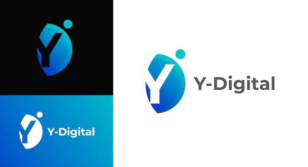 Plantilla de vector de logotipo digital letra Y