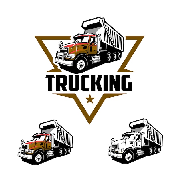 Plantilla de vector de logotipo de emblema de empresa de camiones de 18 ruedas prefabricada premium