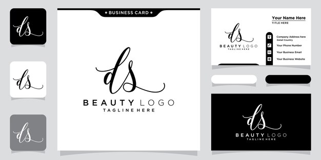 Plantilla de vector de logotipo de escritura a mano inicial DS