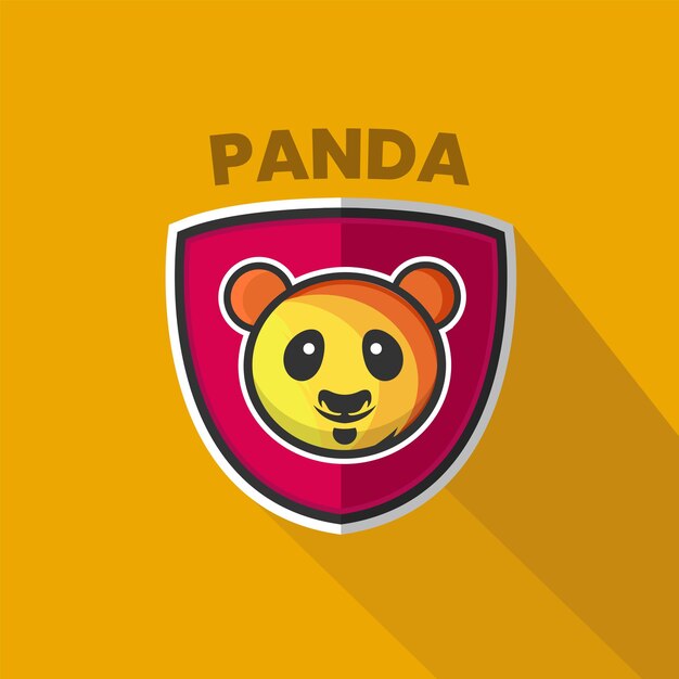 Plantilla de vector de logotipo de escudo panda plano