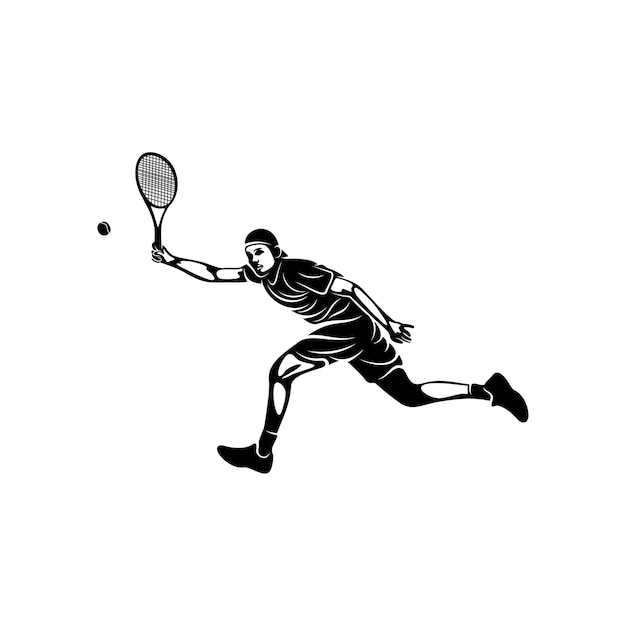 Plantilla de vector de logotipo estilizado de jugador de tenis Símbolo de ilustración Diseño de silueta