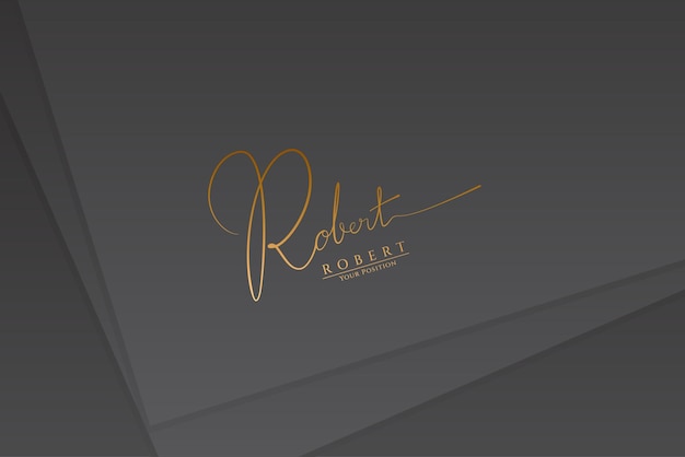 Vector plantilla de vector de logotipo de firma para el nombre robert sobre fondo de papel negro