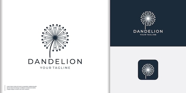 Plantilla de vector de logotipo de flor de diente de león