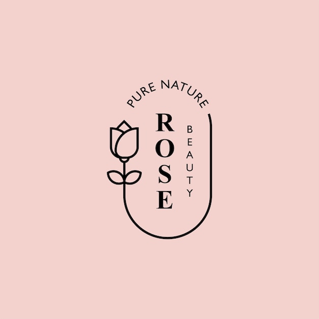 Plantilla de vector de logotipo de flor rosa retro para moda de belleza