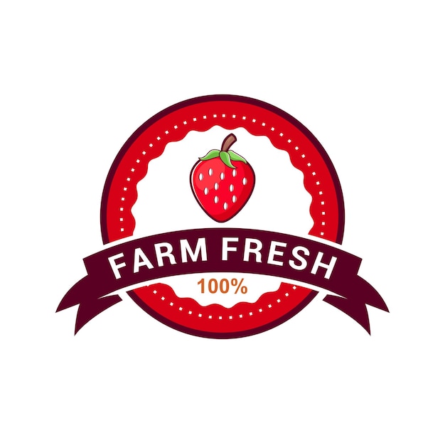 Plantilla de vector de logotipo de fruta de fresa