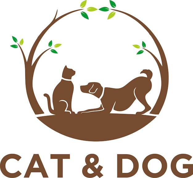 Plantilla de vector de logotipo de gato y perro