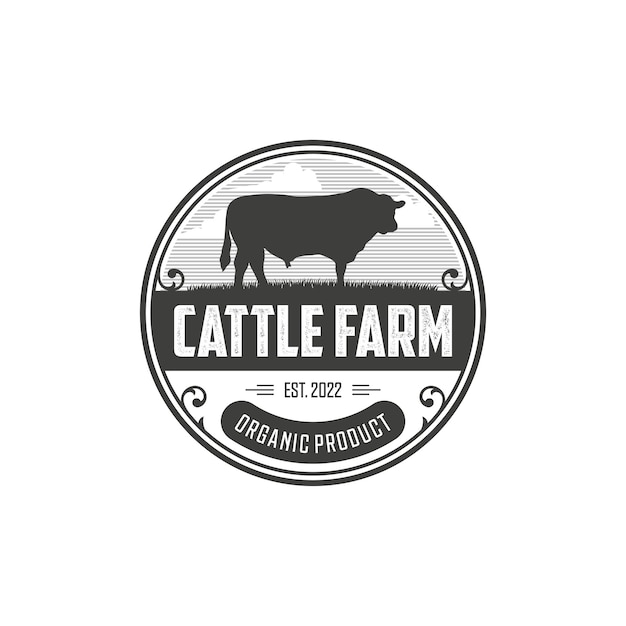 Plantilla de vector de logotipo de granja de ganado