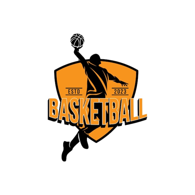 Plantilla de vector de logotipo de jugador de baloncesto moderno simple