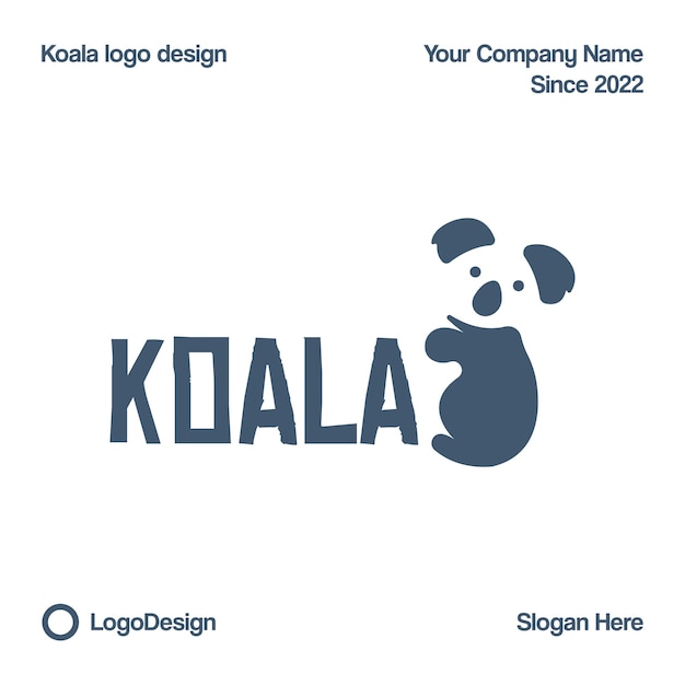 Plantilla de vector de logotipo de koala con letras de koala