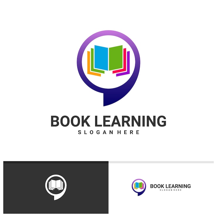 Vector plantilla de vector de logotipo de libro de chat conceptos de diseño de logotipo de libro creativo
