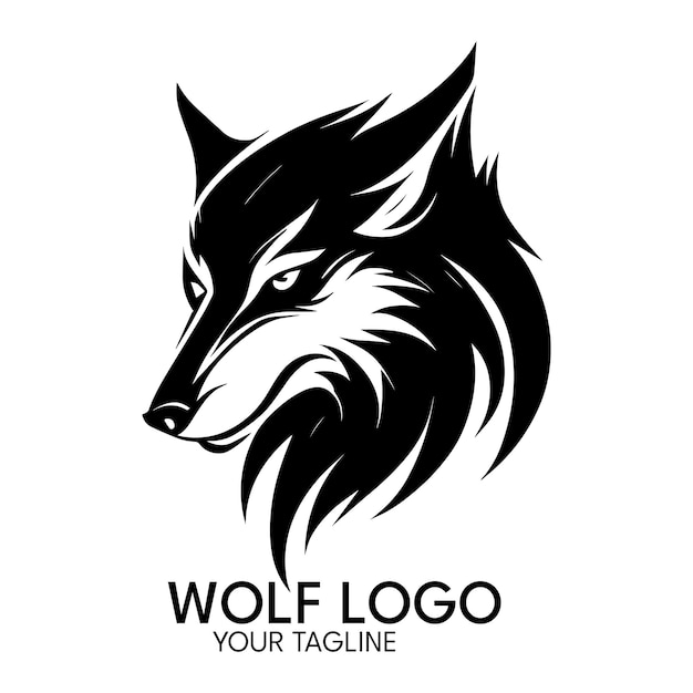 Plantilla de vector de logotipo de lobo de arte de silueta