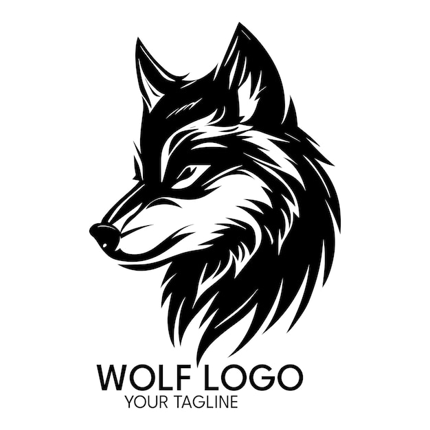 Plantilla de vector de logotipo de lobo de arte de silueta