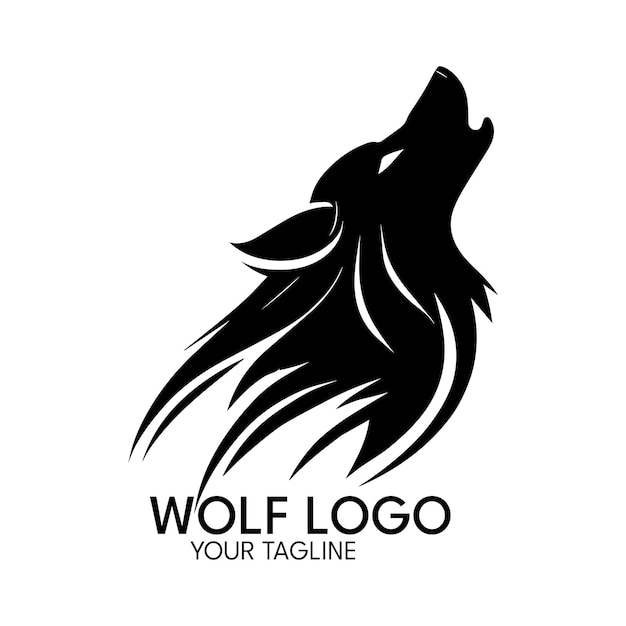 Plantilla de vector de logotipo de lobo de arte de silueta