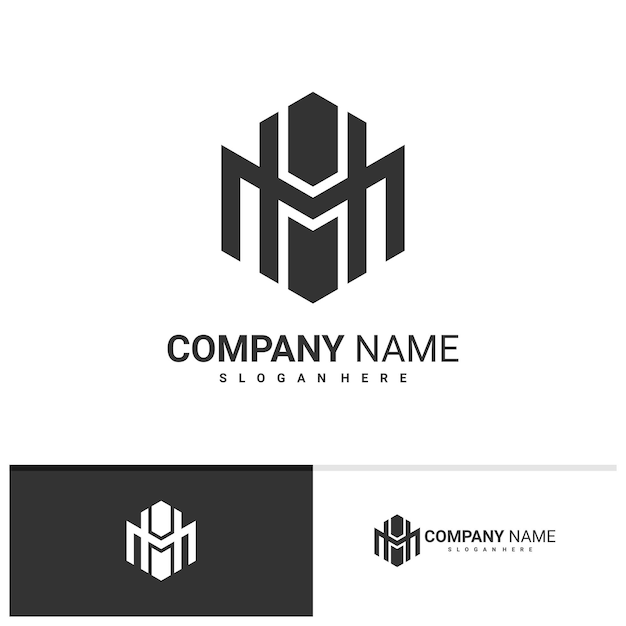 Plantilla de vector de logotipo MH inicial Conceptos creativos de diseño de logotipo MH