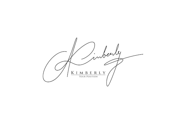 Plantilla de vector de logotipo de nombre de firma de Kimberly sobre fondo blanco