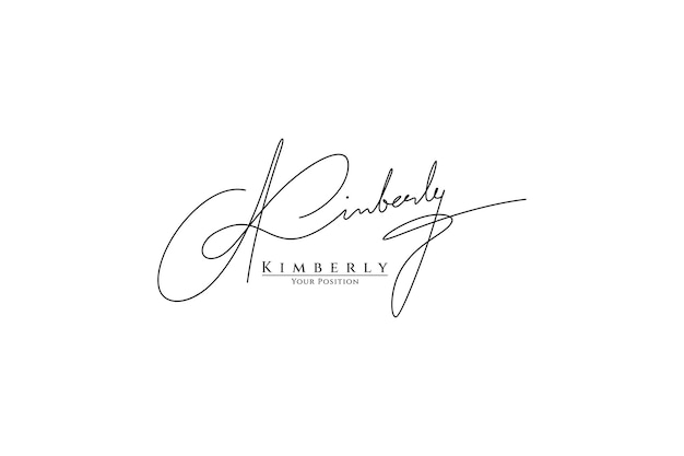 Plantilla de vector de logotipo de nombre de firma de kimberly sobre fondo blanco