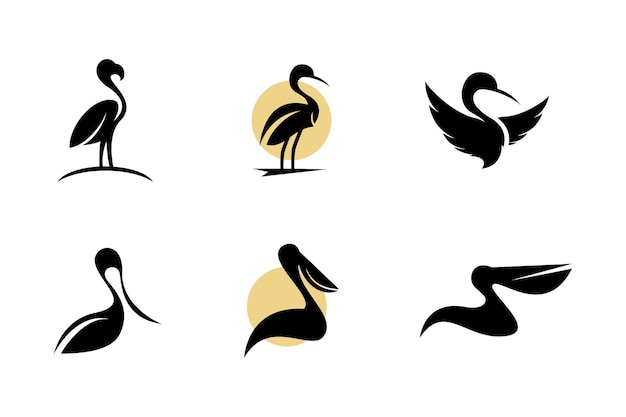 Plantilla de vector de logotipo de pájaro pelícano.