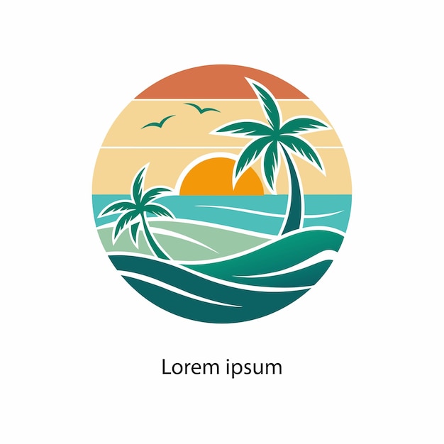 plantilla de vector de logotipo de playa
