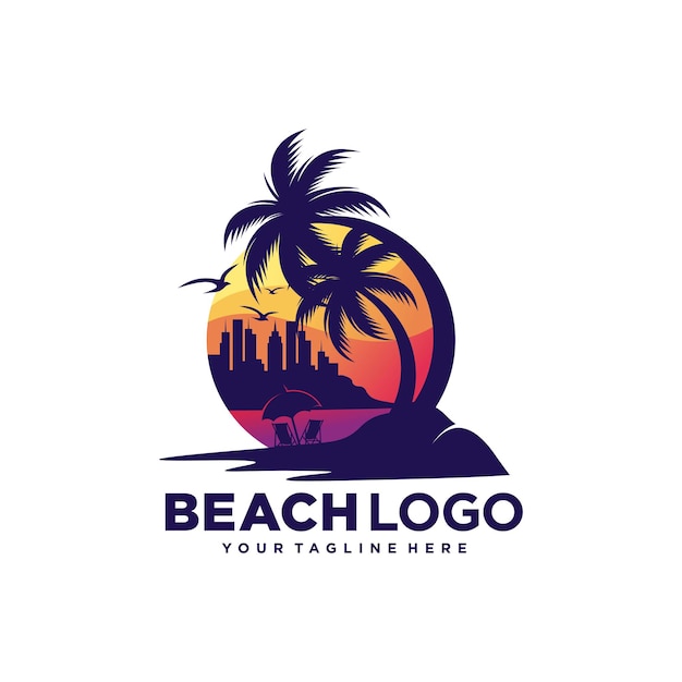 plantilla de vector de logotipo de playa