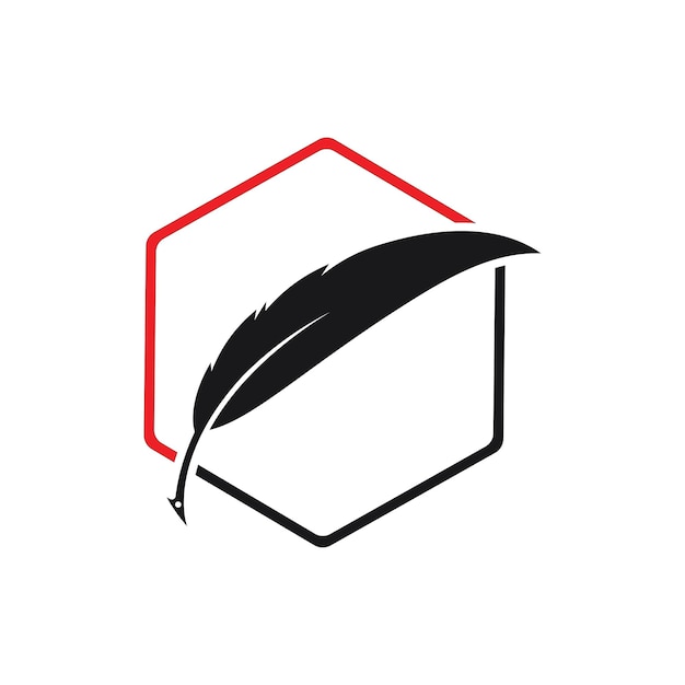 plantilla de vector de logotipo de pluma
