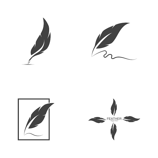 plantilla de vector de logotipo de pluma