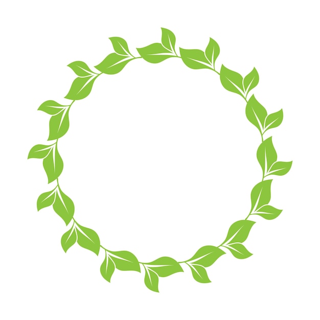 Vector plantilla de vector de logotipo y símbolo de círculo de decoración verde hoja