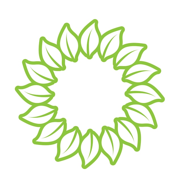 Plantilla de vector de logotipo y símbolo de círculo de decoración verde hoja