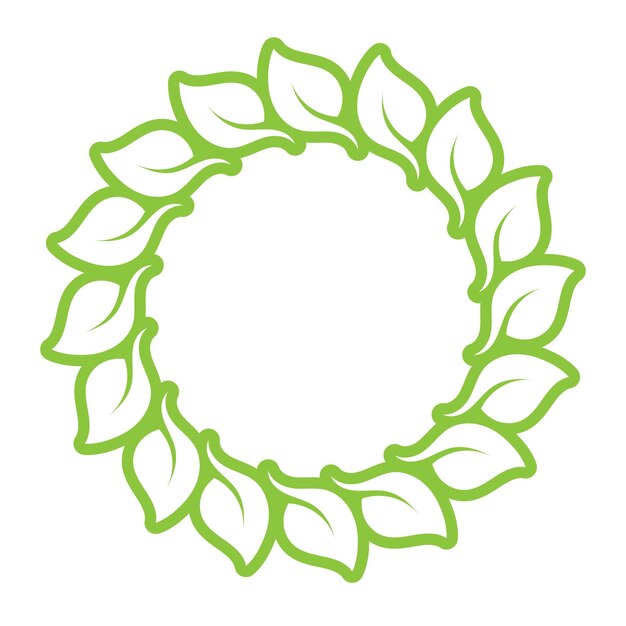 Plantilla de vector de logotipo y símbolo de círculo de decoración verde hoja