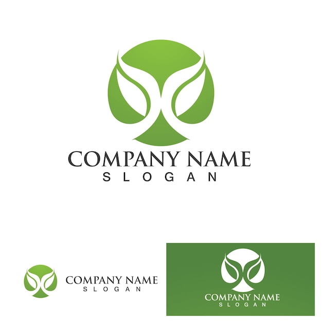 Plantilla de vector de logotipo y símbolo de decoración de flor verde hoja